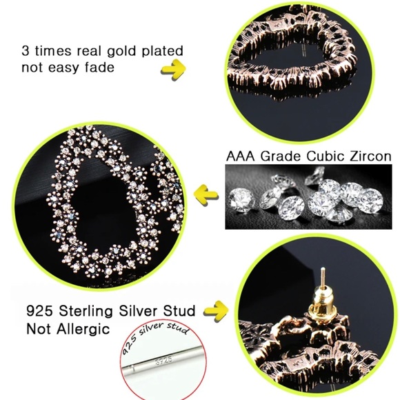 Pear Shape Blue and Gray Zircon Dangle Earrings - Picture 4 of 5